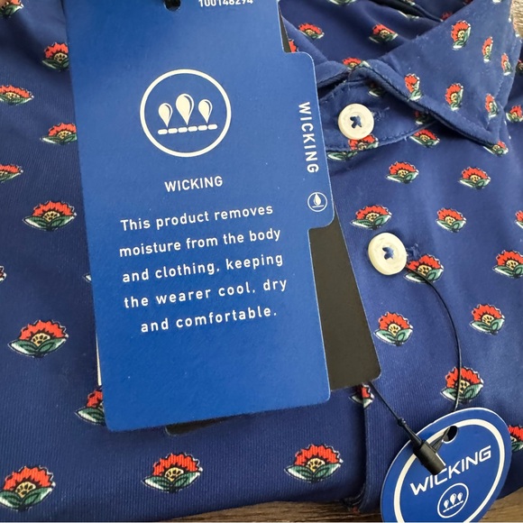 Ralph Lauren RLX Men's Wicking Performance Golf polo Royal Blue Floral Size L - Picture 7 of 7
